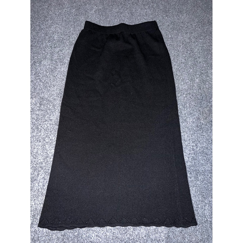Christina Designer Knitwear Black Knit Midi Skirt Womens Size Medium